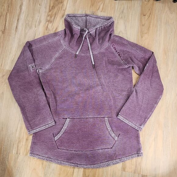 🔹️Calvin Klein Performance Purple Distressed Tied Cowl Neck Sweatshirt Medium - Picture 1 of 16